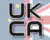 the UKCA logo against a background of a combined CE and UK flag